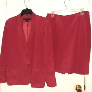 Josephine Chaus red silk suit